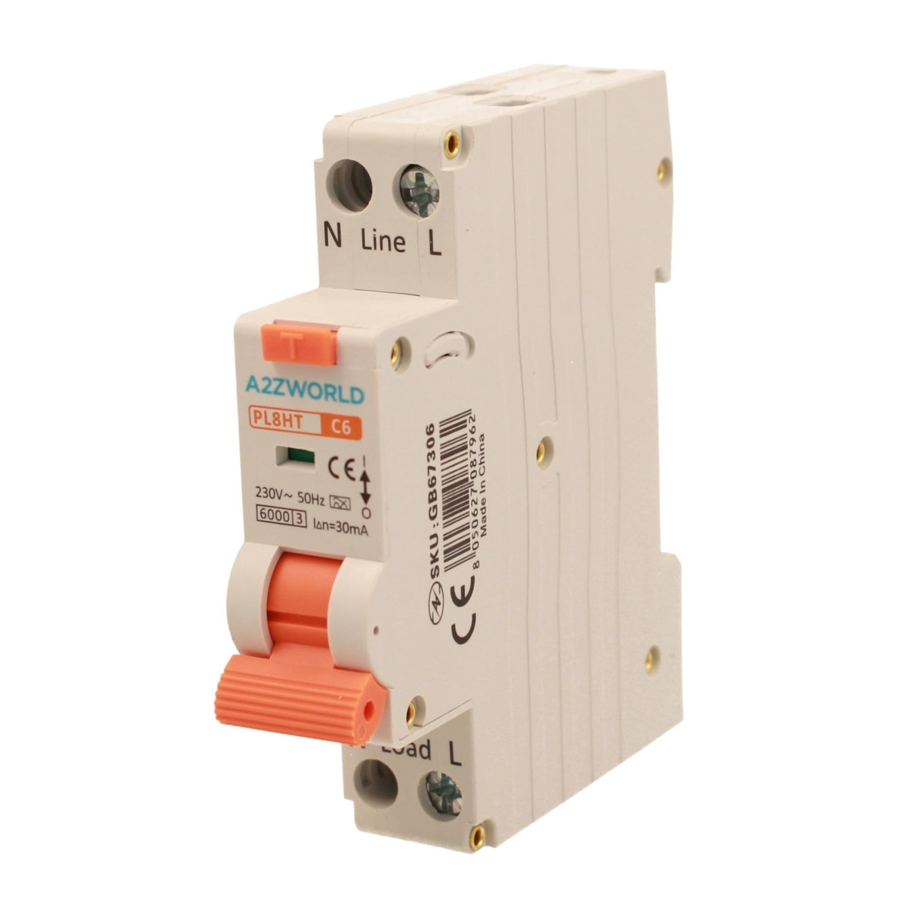 Interrupteur différentiel magnétothermique 1 module type A, 6 A C6, RCBO Slim 1P+N 6 kA 30 mA 220 V, courbe C, série PL8 HT professionnelle