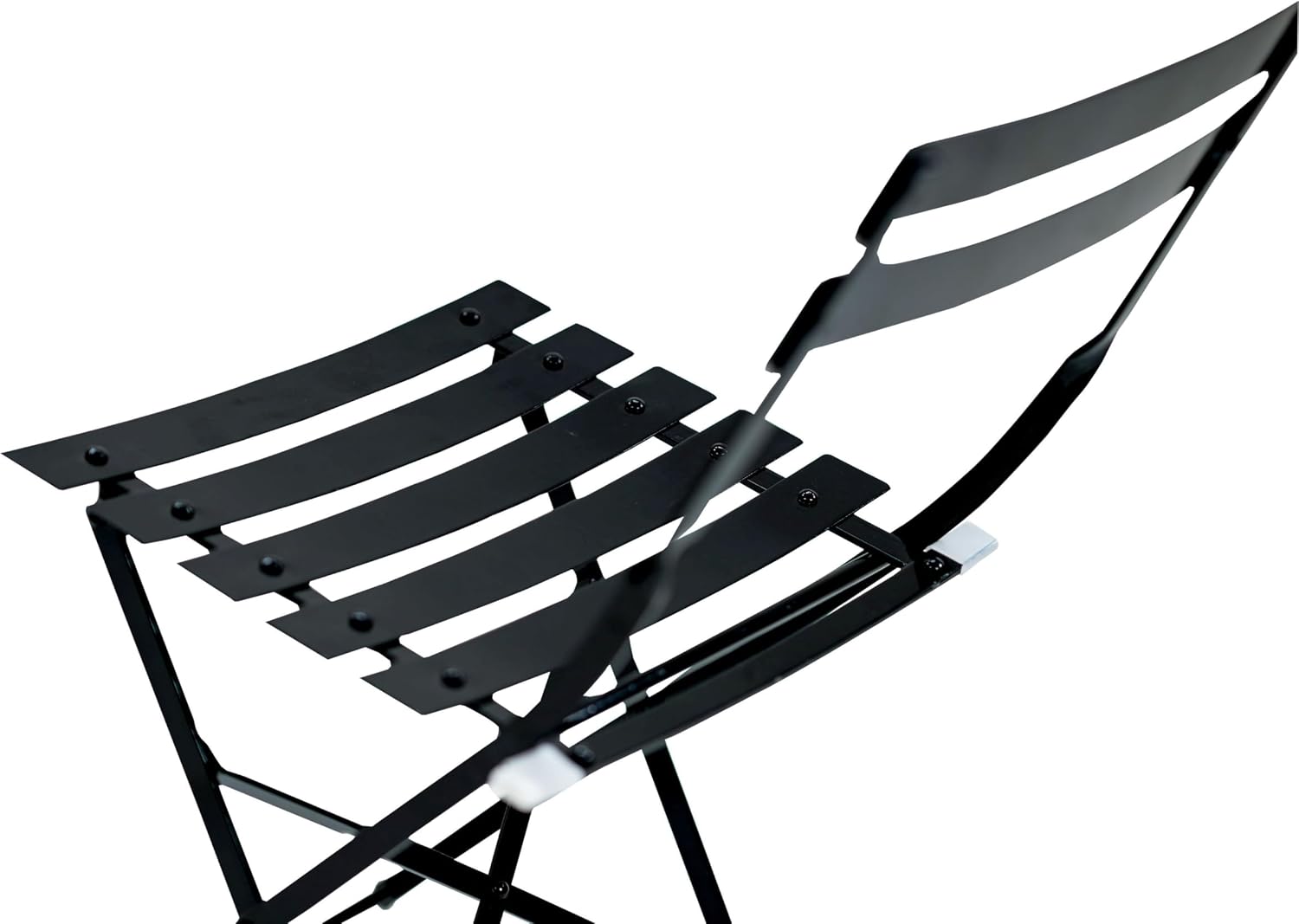 Carolina Chair & Table Bistro Set of 2 Foldable Outdoor Chairs - Elegant Powder Coated Metal Seat and Frame Folding Chairs - Modern Style Space Saving Furniture for Patio, Balcony or Garden (Black)