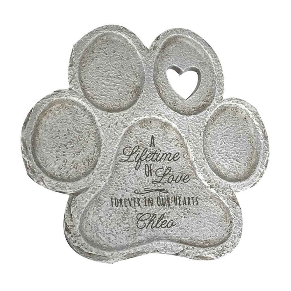 GiftsForYouNow Engraved Lifetime of Love Paw Print Stone, Personalized Pet Memorial Garden Stone for Dogs, Large, 12"