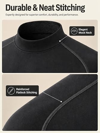 5 Pack Men's Thermal Compression Shirts Fleece Lined Turtle Mock Neck