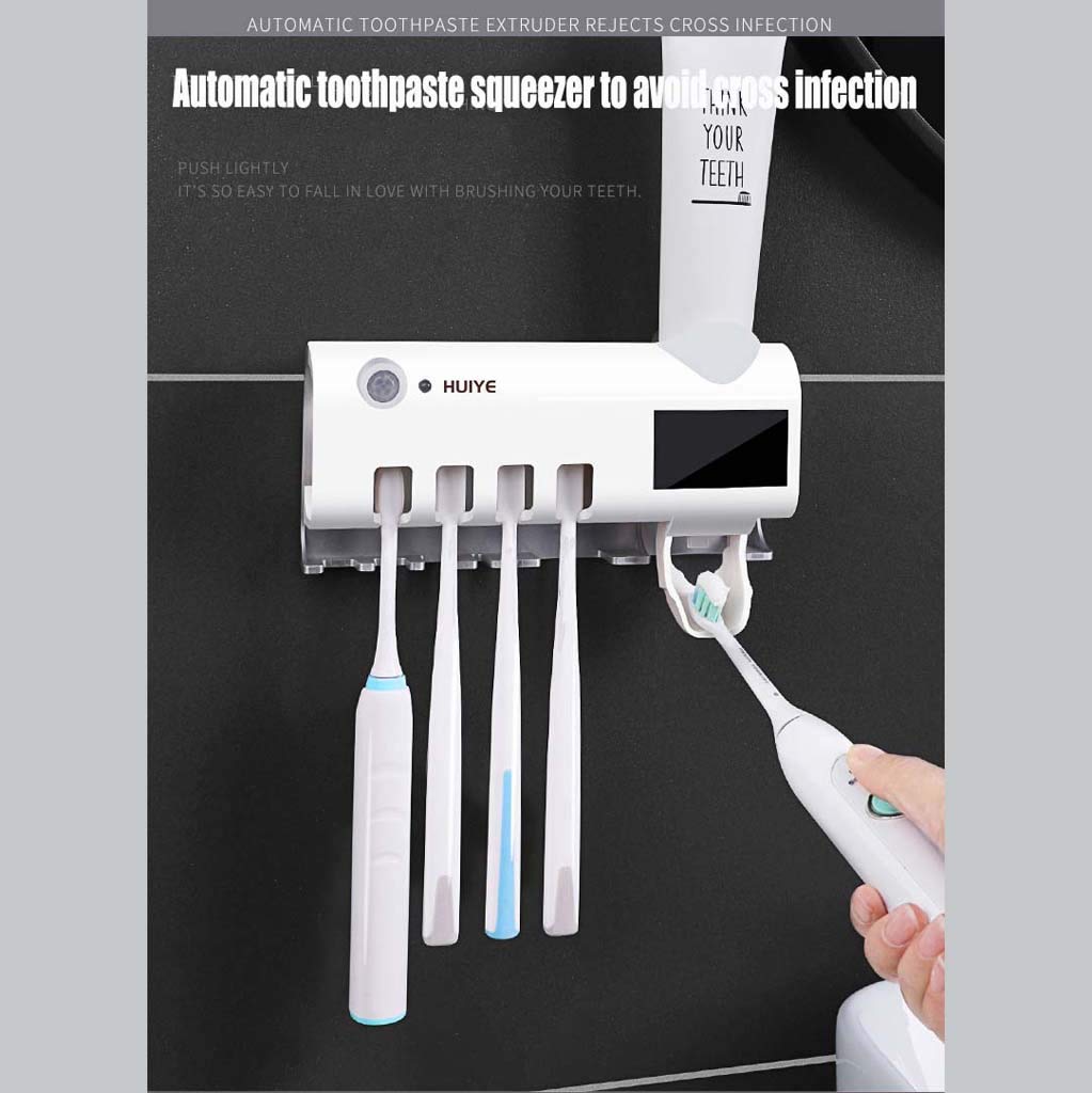TJH Sterilizzatore per spazzolino da Denti Intelligente, sterilizzazione UV, mensola per dentifricio, Scatola di immagazzinaggio per Asciugatura spazzolino Elettrico a Parete