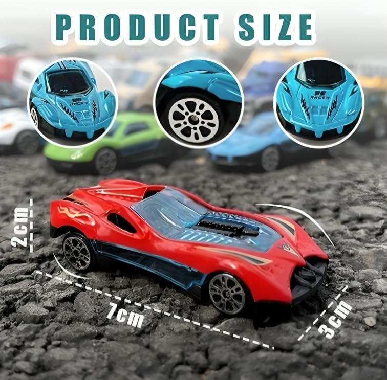 Image of Sky Tech Sports Car Set of 6 Mini Metal Cars Set Push N Go 6 Pcs Vehicles, Racing Cars Play Set for Toddlers,Boys Die-Cast Car Set, Cake Decorations Topper Birthday Gift