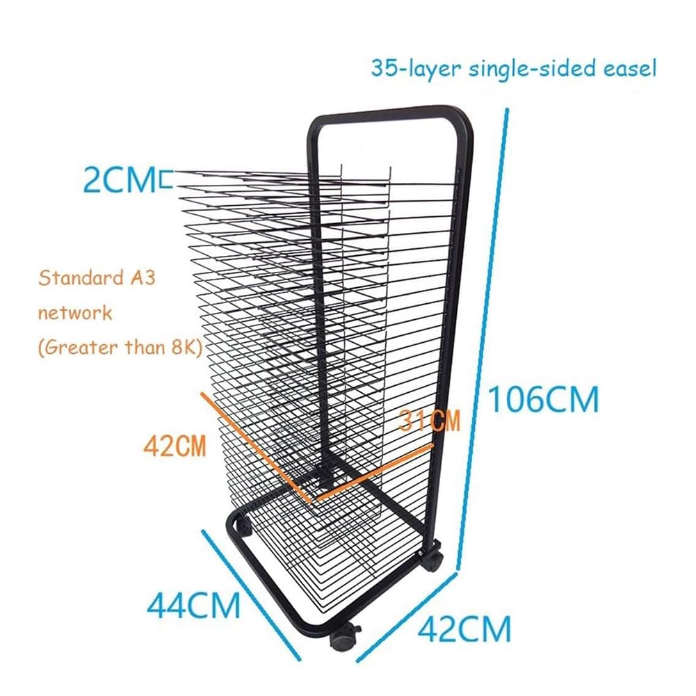Mobile Art Stendibiancheria, Carrello organizer con rotelle, salvaspazio per pittura, 35 ripiani per forniture artistiche in classe e stoccaggio di tela