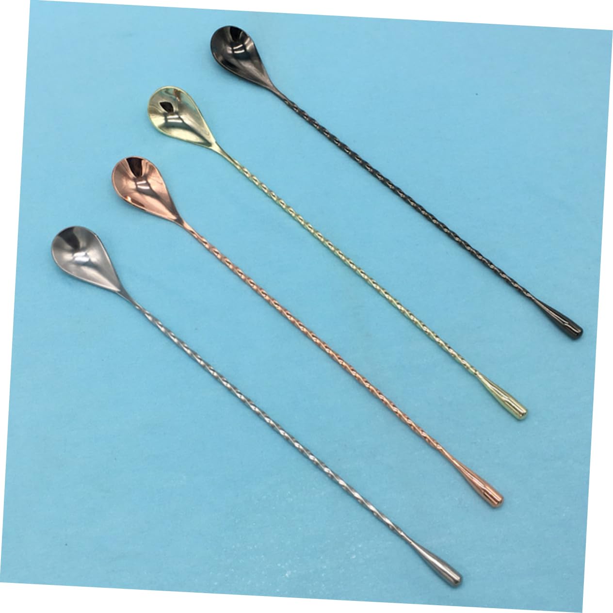 Alipis 9 Piezas Barra Espiral Cucharas Mezcladoras Para Beber Cuchara De Coctelería Cuchara Giratoria Cucharas De Plata Palillos Tiki Cuchara Para Varita Mezcladora De