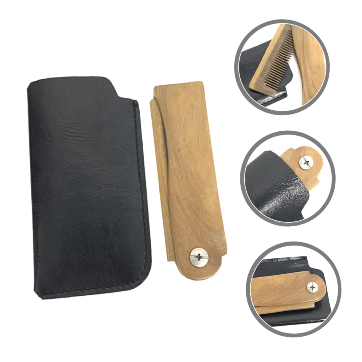 5sätze Holz-haarbürste Mit Etui Tragbarer Faltbarer Kamm Für Bart Und Haargestaltung Ergonomisches Design Für Reisen Und Täglichen Gebrauch