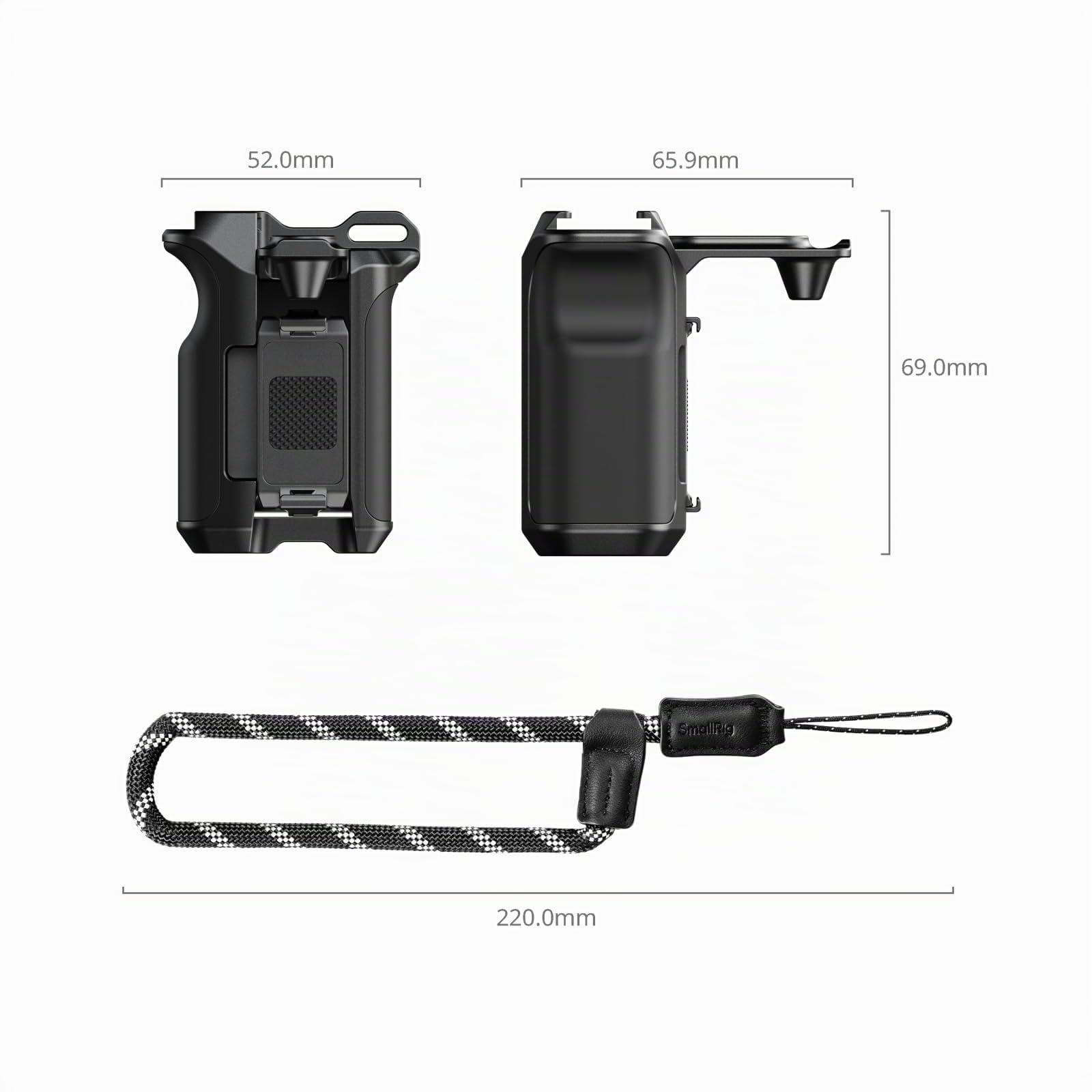 SMALLRIG Empuñadura para Fotografía Callejera para dji Osmo Action 5 pro/4/3, Liberación Rápida, Botón de Disparo, Zapata Fría, Correa de Muñeca, Roscas 1/4", para Jaulas dji y SmallRig - 5826
