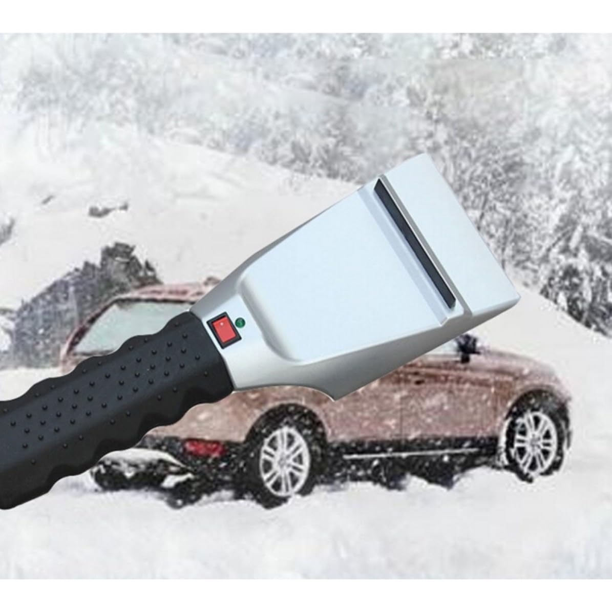 Housoutil 4 Pièces Grattoir à Neige Chauffant 12v pour Voiture, Plastique et Métal, Déneigement et Dégivrage Rapide du Pare-Brise en Hiver