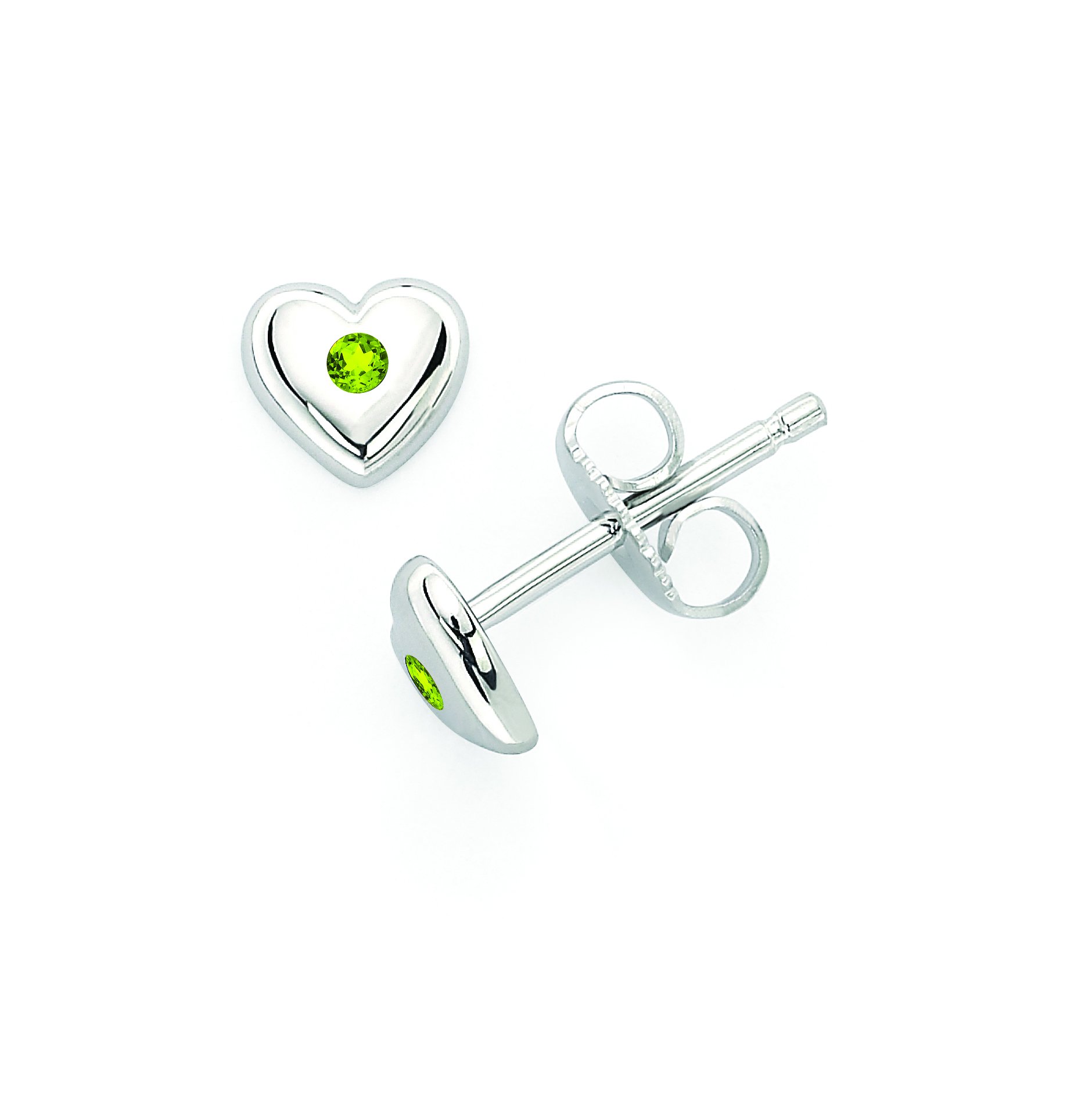 Little Diva Diamonds .925 Sterling Silver Crystal Simulated Birthstone Heart Shaped Stud Earrings For Girls