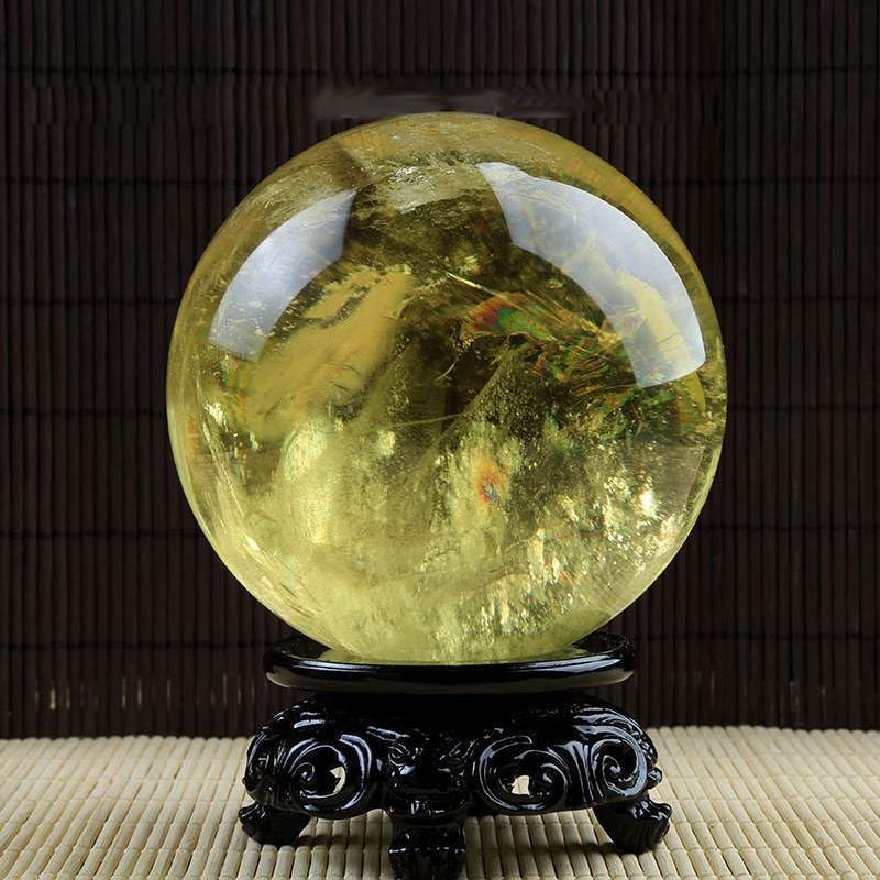 Boule de cristal jaune du Brésil 50mm pour décoration maison