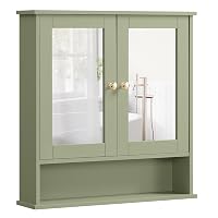 VASAGLE Armadio da Bagno con 2 Ante a Specchio, 56,5 x 13 x 58,5 cm