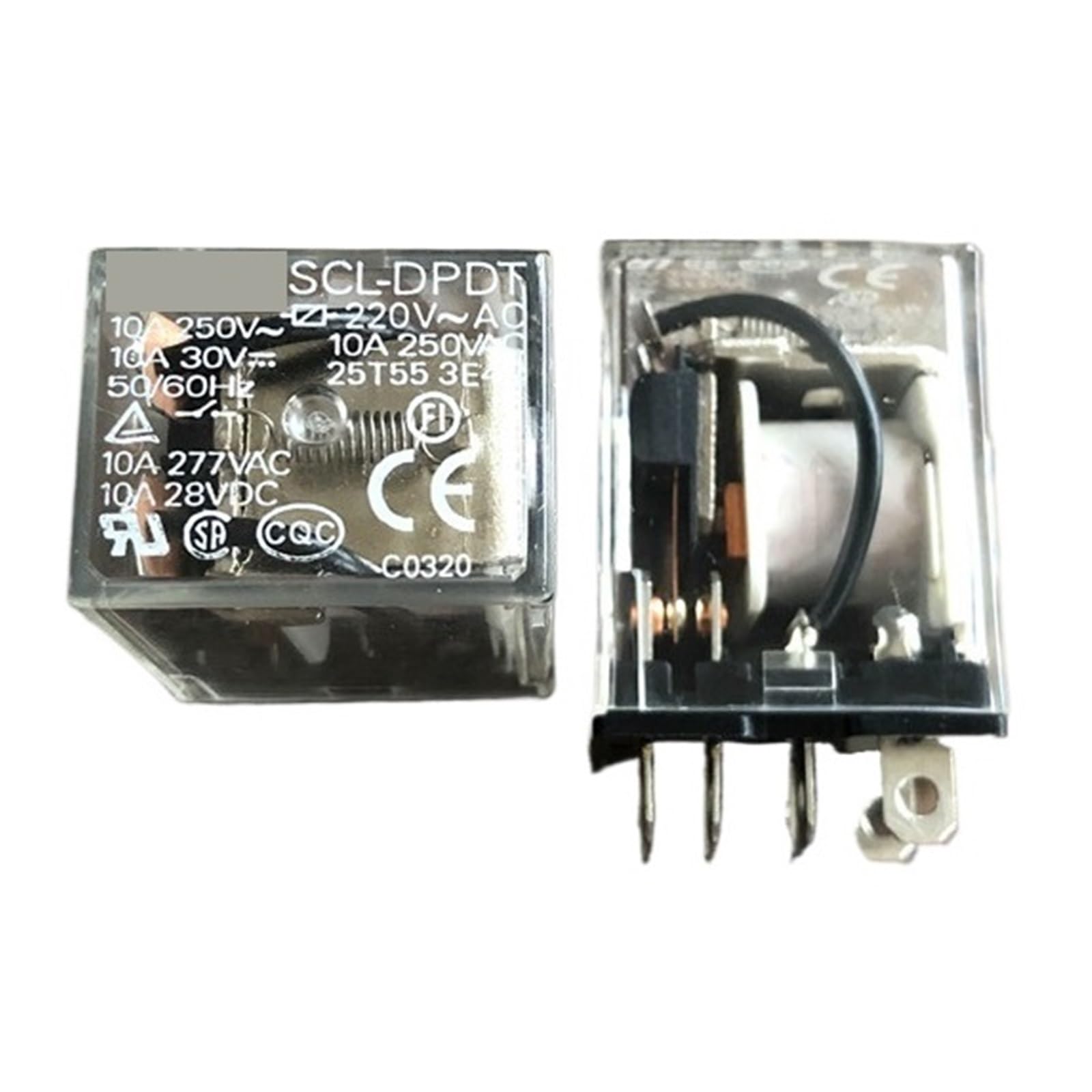 Relé SCL-DPDT 220VAC de 10A para activar motores y sistemas de ventilación