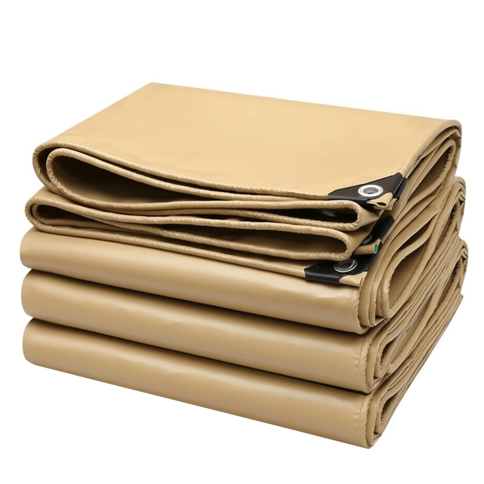 DMCHENGMA Heavy Duty Canvas Tarp with Rustproof Grommets, 500g/m² UV Resistant & Tear Resistant Multipurpose Tarpaulin Cover for Canopy,Camping,Roof,Trailer, Etc - Beige(2x4m(6.5ftx13.1ft))