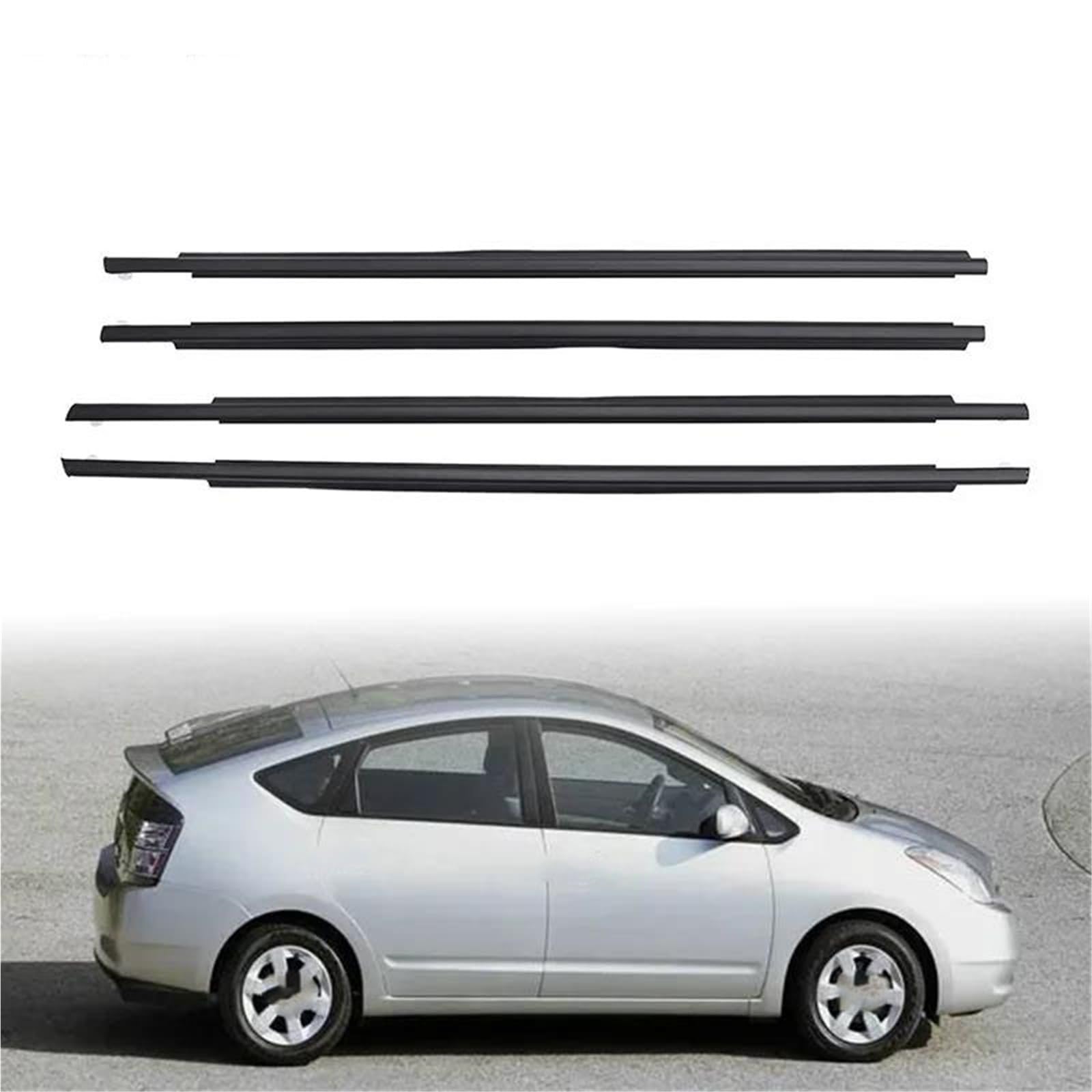 Uszczelka do okien drzwi Toyota Prius (2004-2009) 4-częściowa uszczelka do szyb drzwi i okien bocznych, taśma uszczelniająca, listwa pogodowa, numer części 75710-47010 75730-47010
