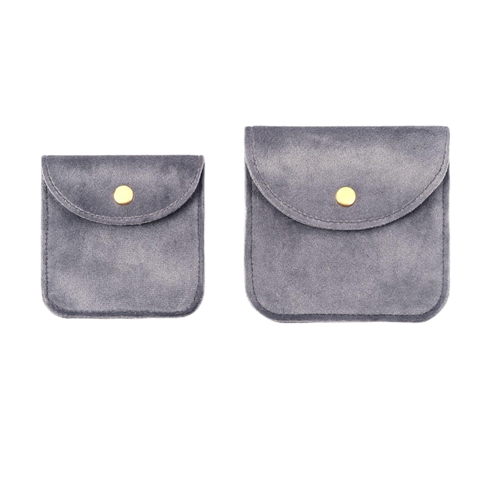 LXLAEOANG Velvet Jewellery Pouches Snap Button Jewellery Pouch Fillet Velvet Bag Envelope Jewelry Necklace Bracelet Storage(Grey-10x10cm)