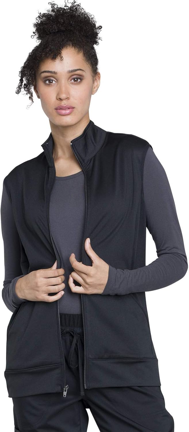 Cherokee Workwear Revolution Unisex WW520 Zip Front Knit Vest -Black -X-Small