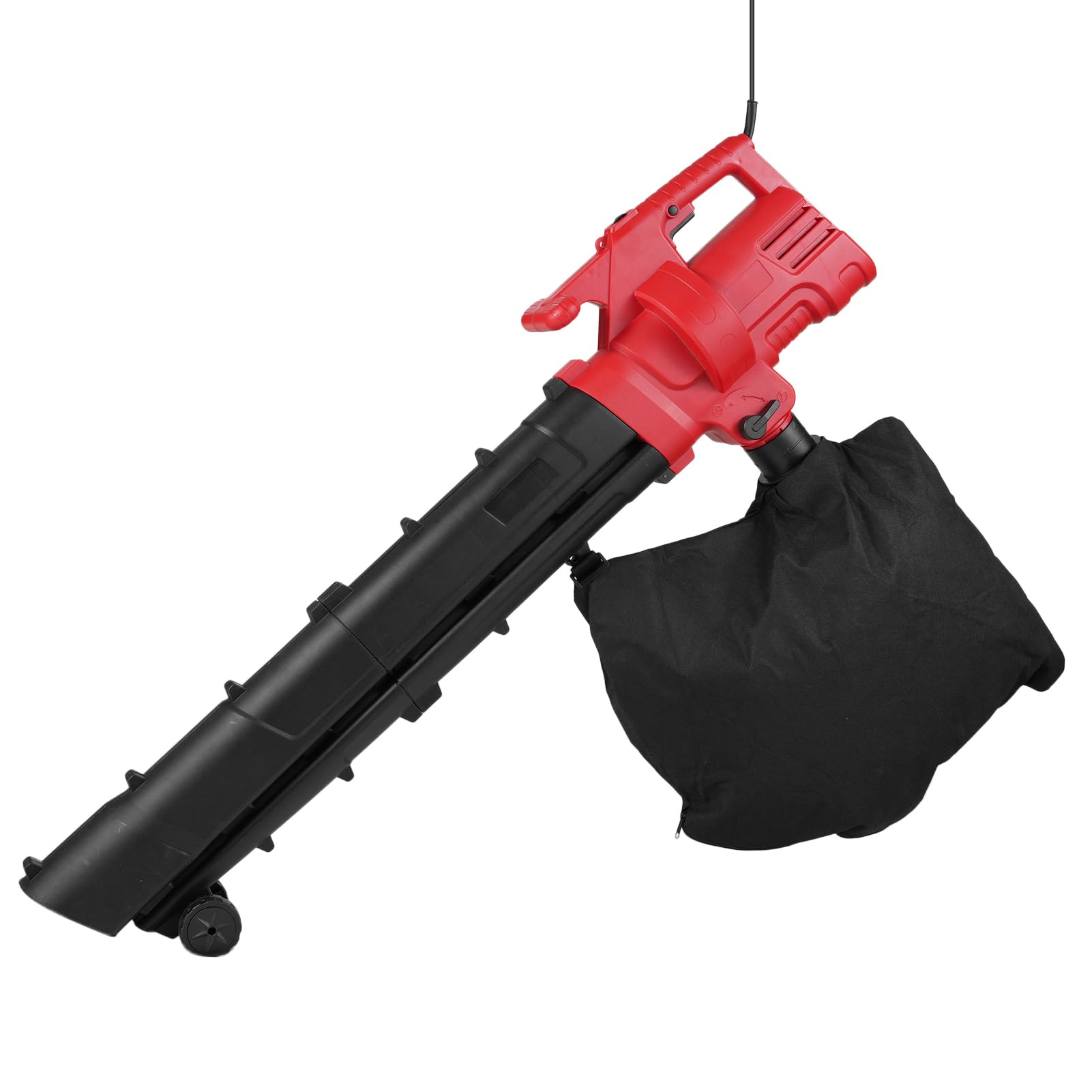 Jemora Soplador de hojas 2 en 1, máquina de soplado y succión de hojas, soplador/aspiradora de jardín de mano de 1500 W con rueda de bolsa recolectora para soplar hojas, nieve, cuidado del césped