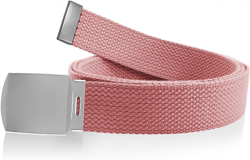 56" Military Style Canvas Web Belt w/ Removable Roller Buckle Cut To Fit (Many Colors Available)