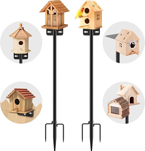 2 Pack 80 Inch Adjustable Bird Feeder Pole,Bird House Pole