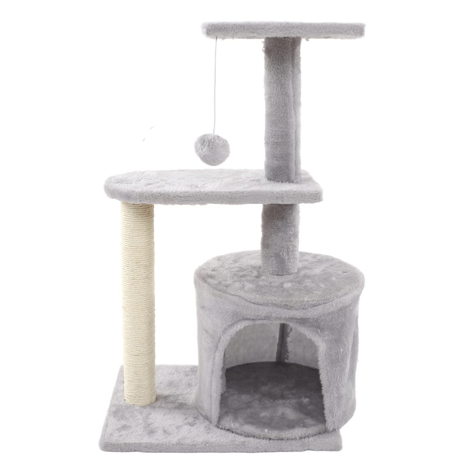 Torre Rascadora para Gatos, Juguete Resistente para árbol con Bola de Felpa Colgante para Todas Las Estaciones, Adecuado para Familias con Varios Gatos