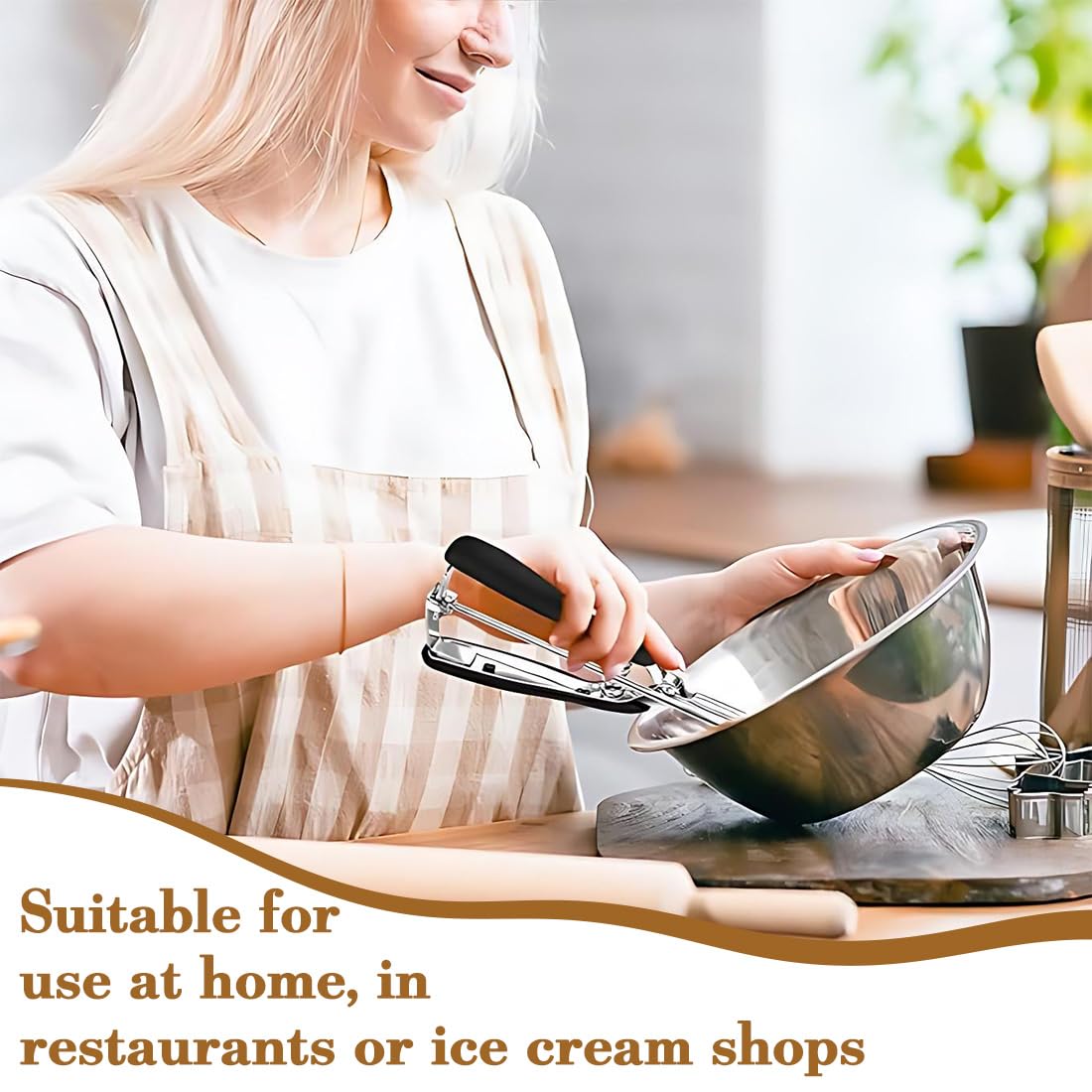 Paletta per gelato in acciaio inox 6 cm, porzionatore gelato, dosatore gelato