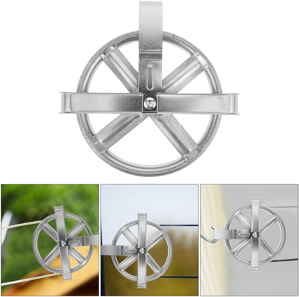 Luxshiny Clothesline Pulley System 2 Inch Outdoor Clothes Line Pulley with Deep Groove for Secure Hanging of Shirts Jackets and Blankets