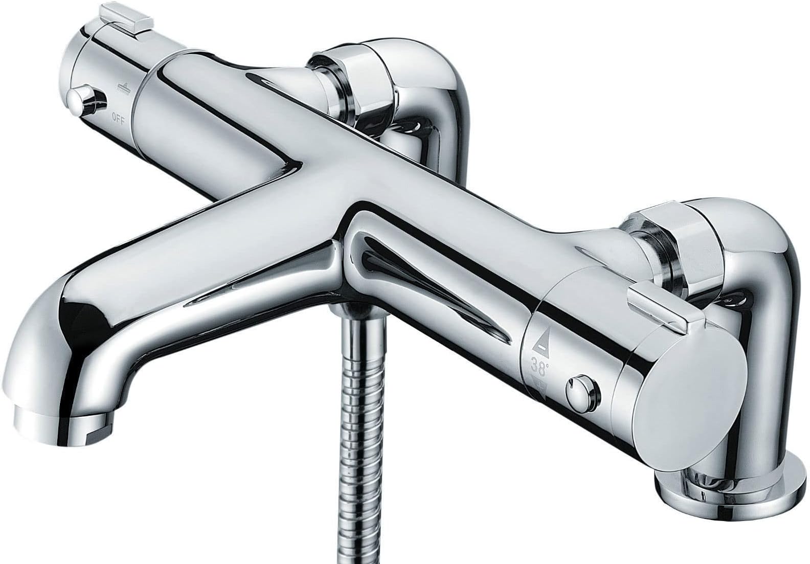 Modern Deck Mounted Thermostatic Chrome Bath Shower Mixer Tap : Amazon.co.uk: DIY & Tools