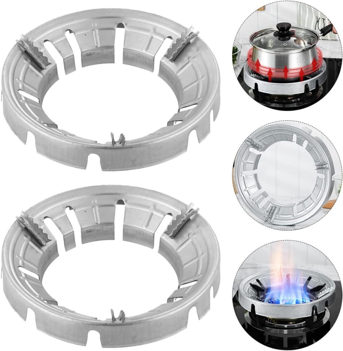 WBD Gas Saver Burner Stand Gas Burner Cover Gas Saver Jali Home Gas Stove Fire and Windproof Energy Saving Stand Gas Stove Stand Max Gas Saviour Silver Color Round Design (Pack of 2)-image-31