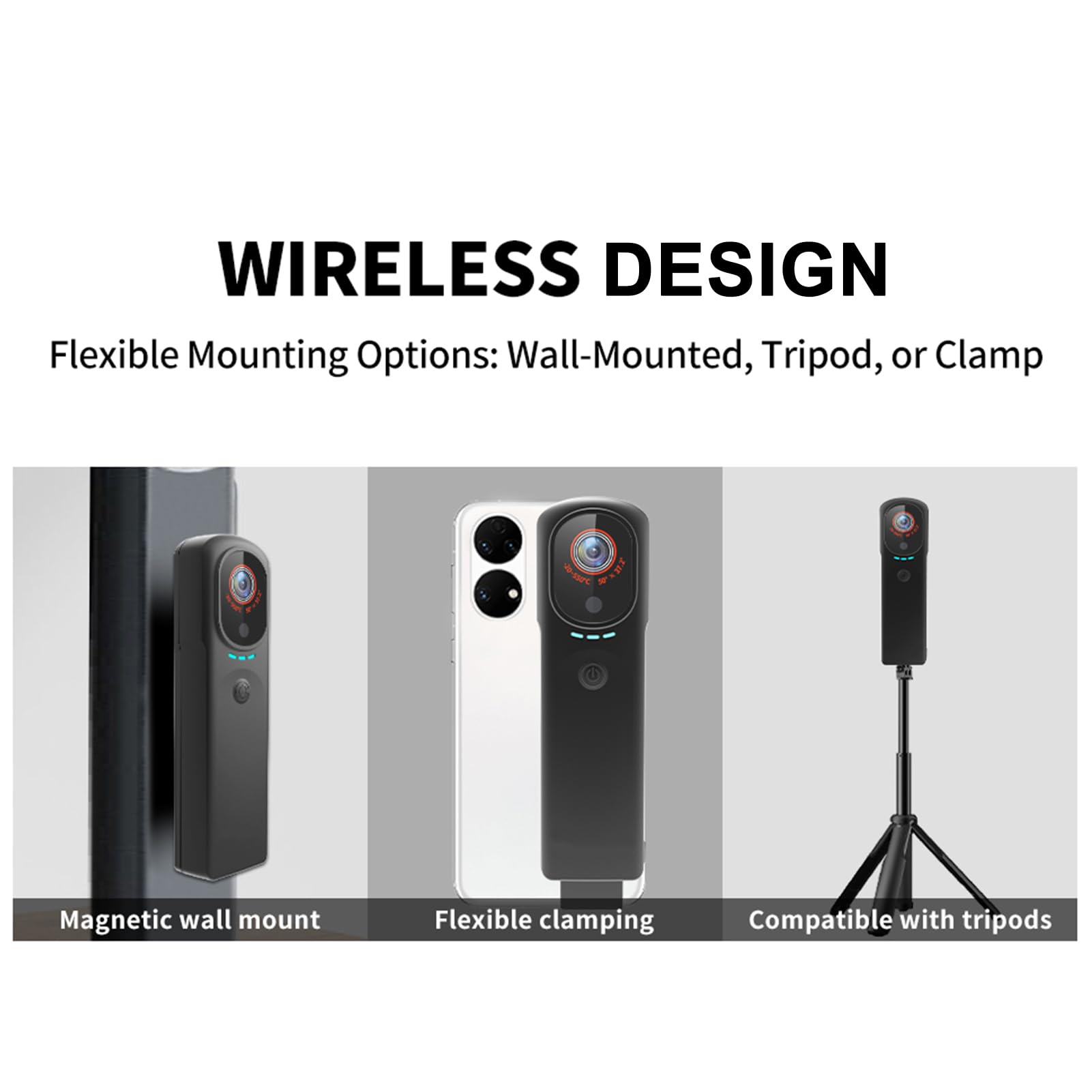 Eacam Termocamera Wireless per Smartphone, Adatta per, Adatta Dispositivi IOS, Risoluzione IR 256x192, Intervallo di Temperatura da -20 a 550