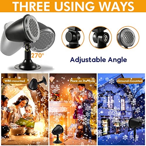 Christmas Snowflake Projector Lights,Outdoor Christmas Snowfall Light,Holiday Lights Projector,Waterproof White Snow Landscape Decorative Lighting For Halloween Xmas Wedding Party Gift #TOP2