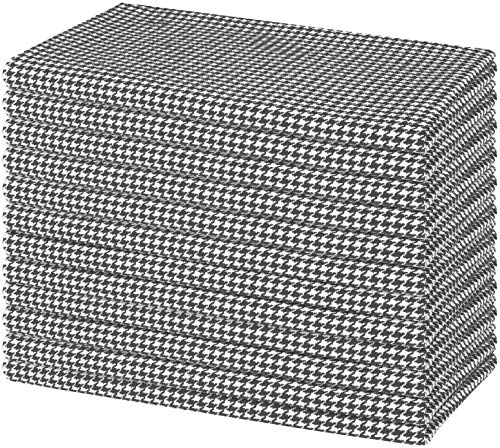 Native Fab Houndstooth Vintage Cloth Dinner Napkins Set of 12 Cotton 18x18 Soft Absorbent Restaurant Hotel Quality - Everyday Easy Care Washable Wedding Dinner Napkins Bulk - Grey