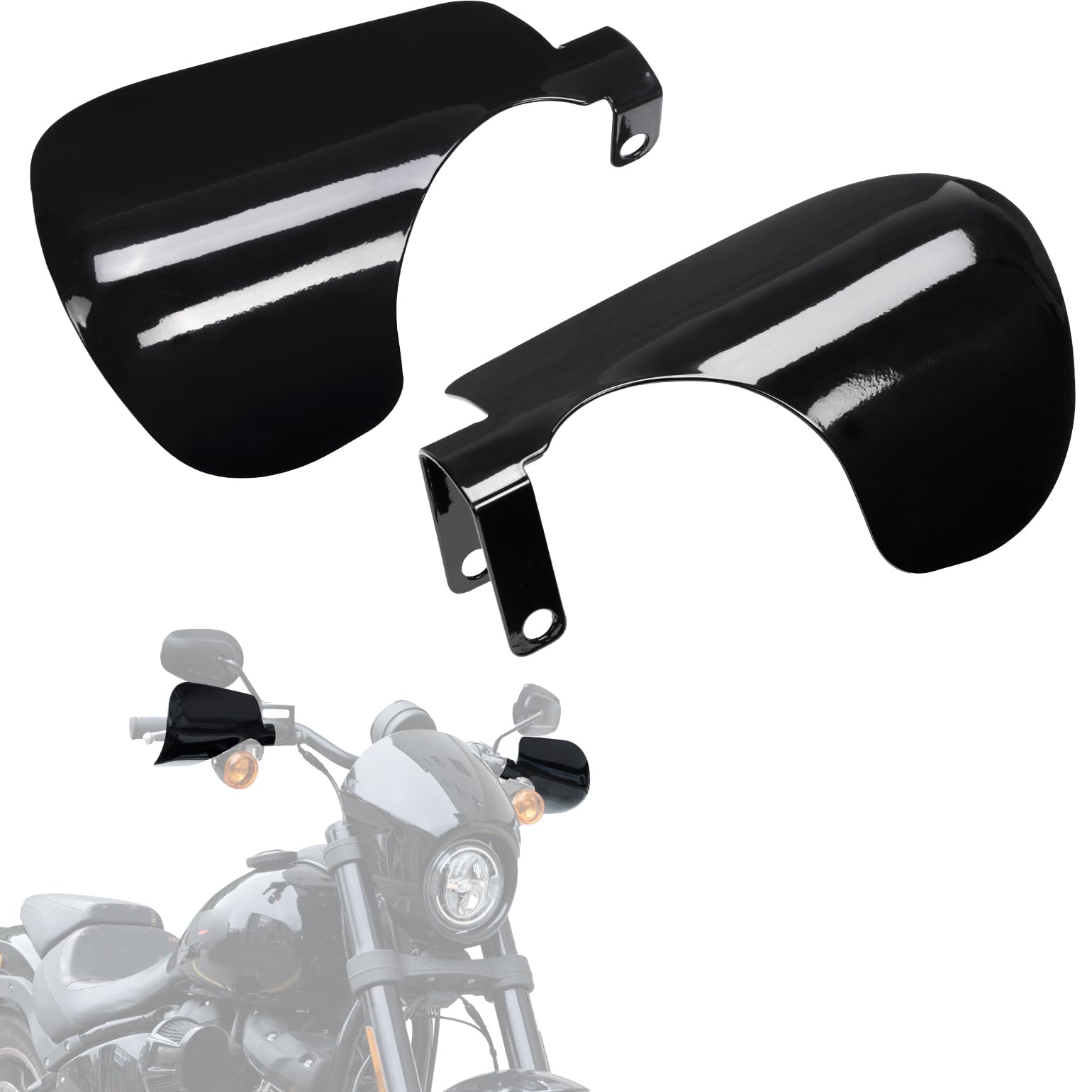 KEMIMOTO Upgraded Motorcycle Handguards Larger 1 Pair Coffin Cut Hand Shields Motorcycle Hand Guards Compatible with 2012-2022 2024 2025 Softail Dyna Cruiser FL with Cable Clutch