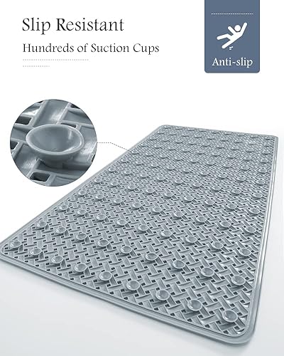 Miniatura 3 de PADOOR Tapete antideslizante para bañera con ventosas y agujeros de drenaje suave lavable a máquina tapete de ducha antideslizante para bañera para