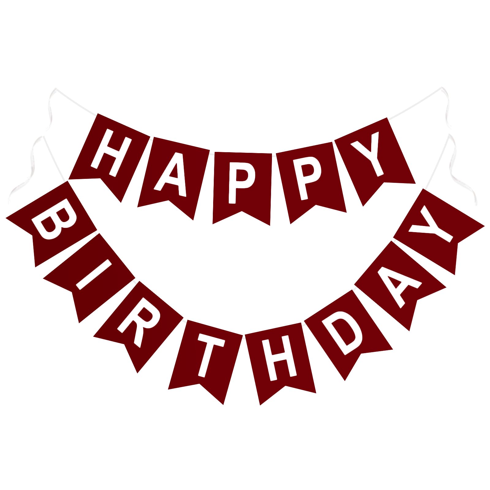 G2PLUS Pre-Strung Happy Birthday Banner Burgundy and White: 16 x 20 cm — image 1