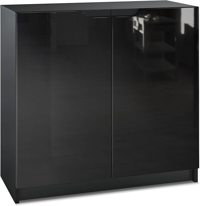 Credenza logan mobile con 2 ante nero opaco/nero lucido (82 x 78 x 37 cm) vladon 50005126