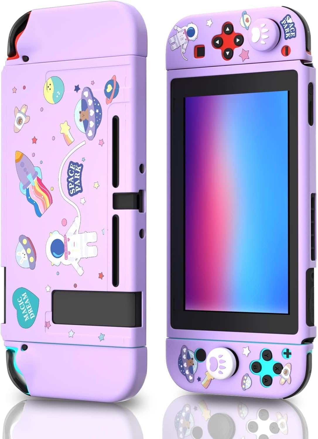 Dockable Switch Purple Case for Girls – Cute Kawaii Soft TPU Protective Cover with Thumb Grips and Screen Protector Compatible with Standard Nintendo Switch Only - Image 7