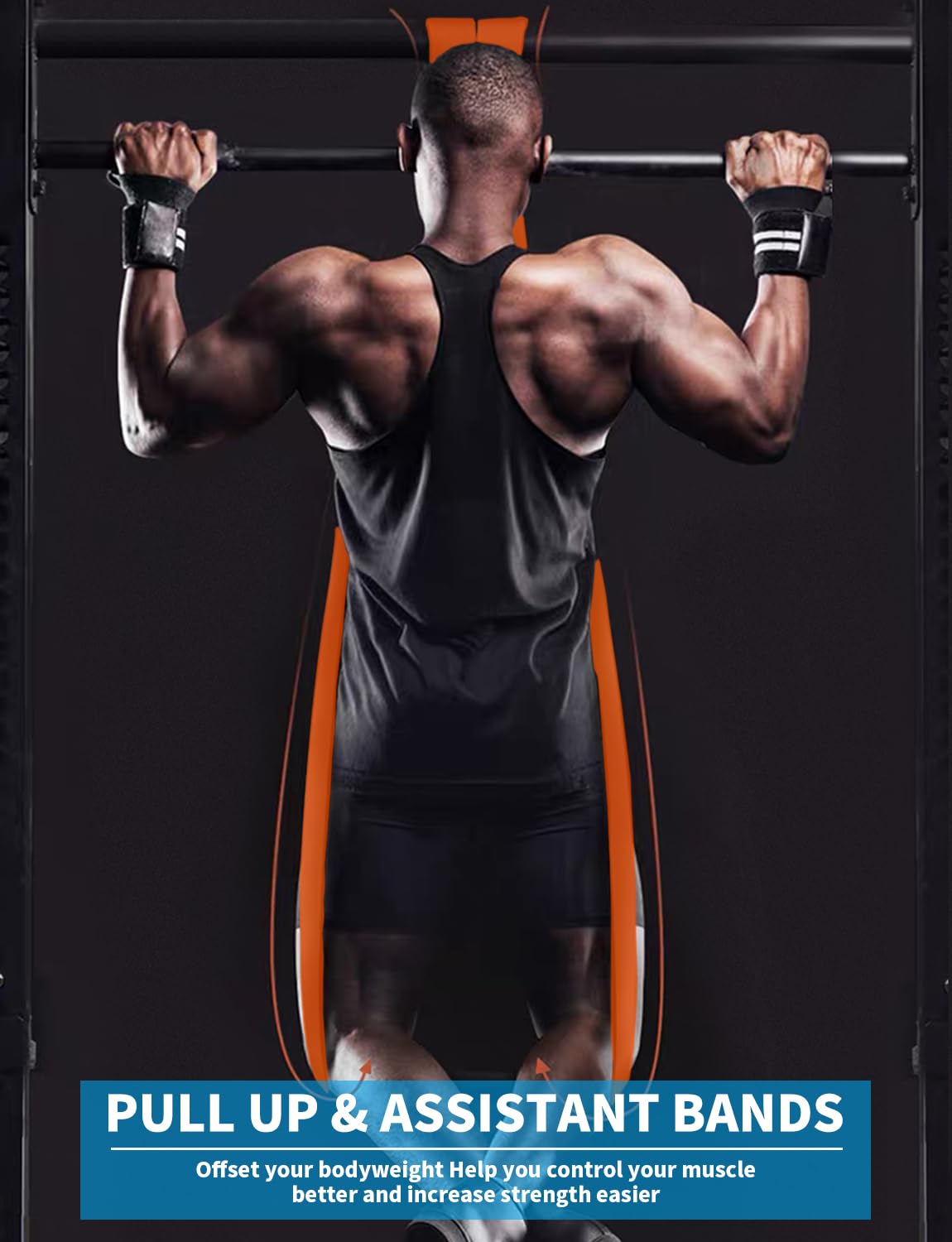 WSAKOUE Set di fasce di assistenza per trazione, fasce di resistenza per uomini e donne, fasce di allenamento per allenamento, stretching del corpo, powerlifting, allenamento di resistenza