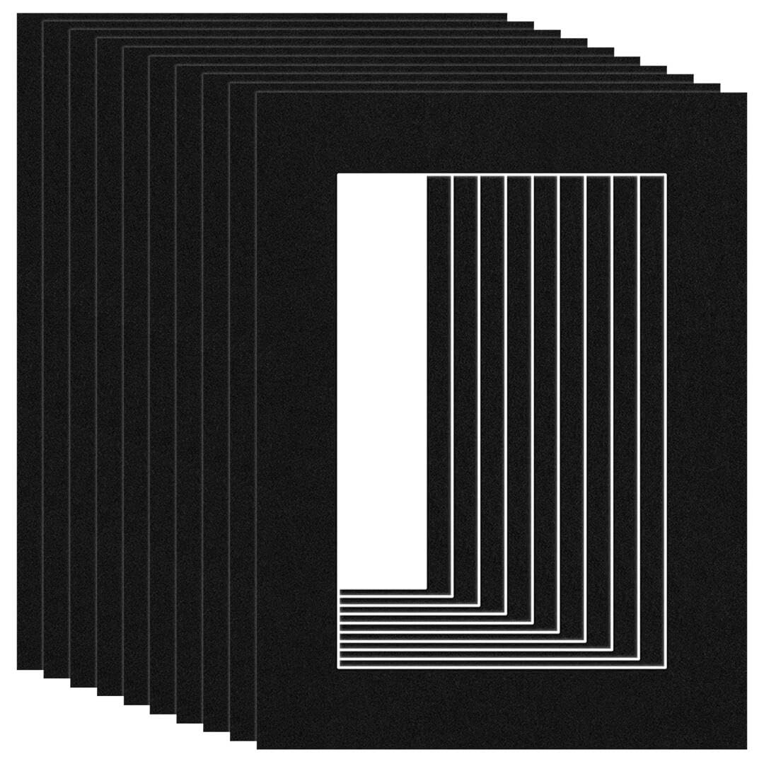 Procut Global 8x6" Black Picture Mounts Board to Fit 6x4" Aperture Size - Photo Mount Card Ideal for Prints, Artwork, Crafts & Certificates - Sizes & Colors Available - Pack of 10