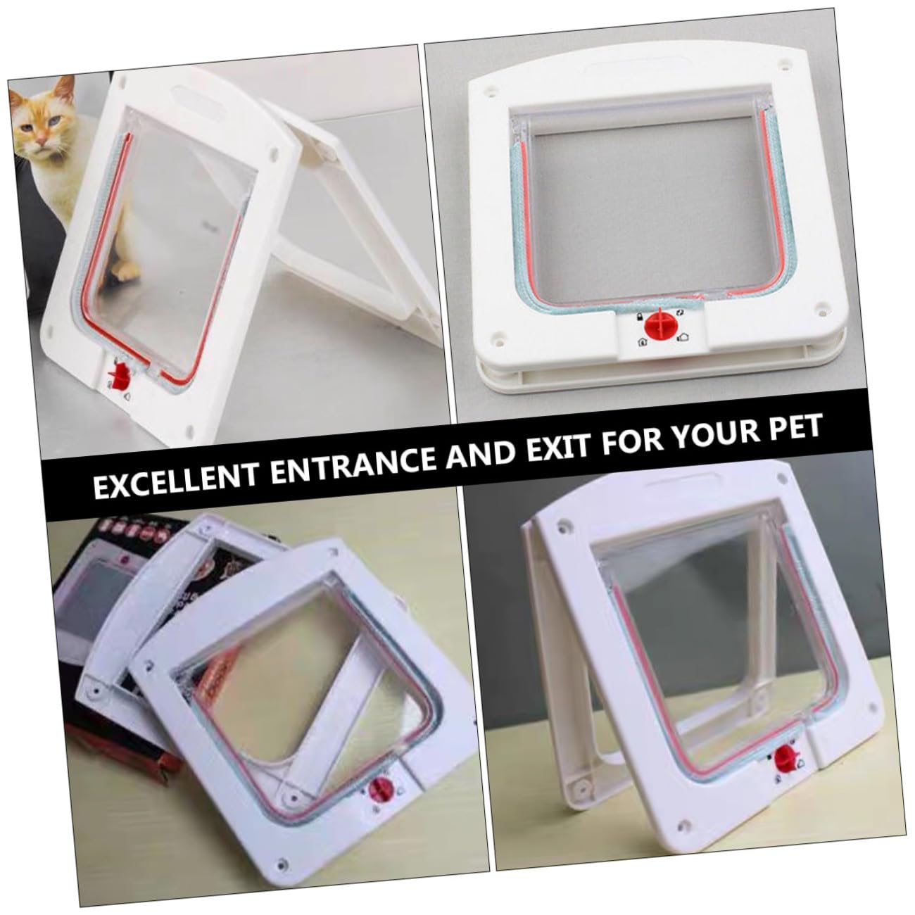2pcs Portes à Chatière pour Animaux de Compagnie, Facile à Installer, Légères en Abs et Acrylique, Adaptées aux Chats et Petits Chiens, Design Créatif et Fonctionnel