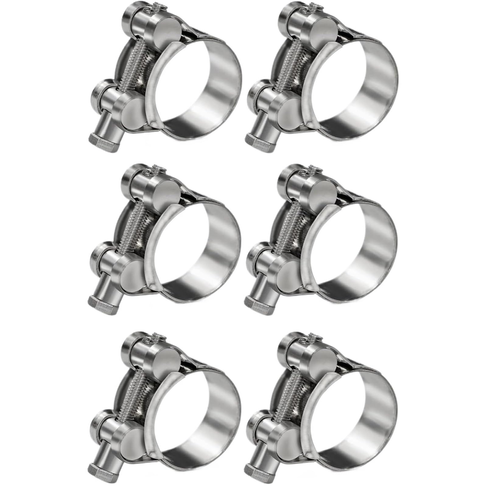 Cigpklo One Color Adjustable Stainless Hose Clamps 6Pcs Hose Clamp 304 Stainless Steel Exhaust 17-174Mm Heavy Duty Turbo Adjustable Pipe Tube Clip(6Pcs 80-85Mm)