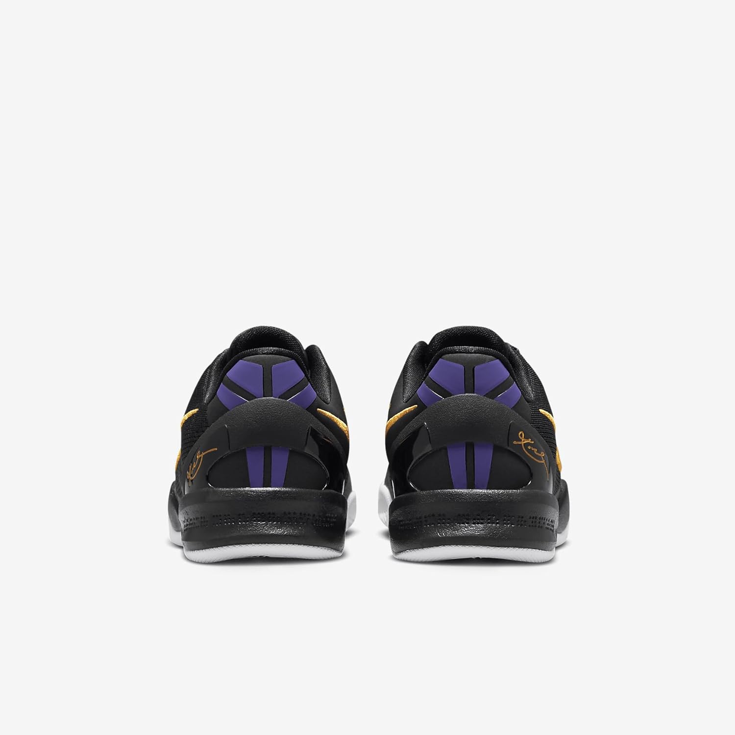 Kobe 8 Big Kids' Basketball Shoes (FN0266-002, Black/White/Court Purple/University Gold) Size 7
