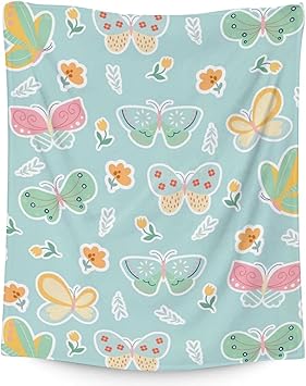 Butterfly Blanket Gifts - 60"x80" Cute Throw for Women, Girls - Green Soft Fuzzy Blankets for Bed, Couch & Living Room