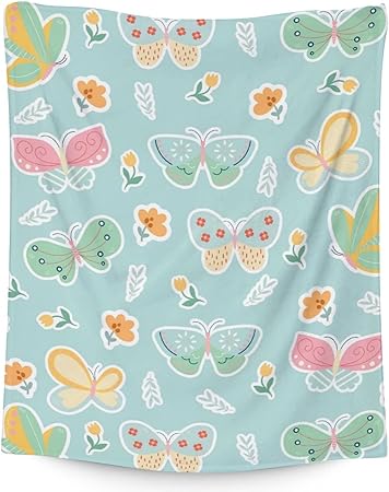 Butterfly Blanket Gifts - 60"x80" Cute Throw for Women, Girls - Green Soft Fuzzy Blankets for Bed, Couch & Living Room