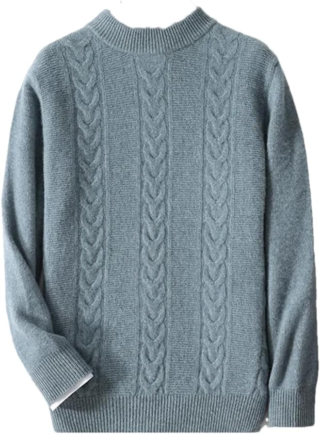 Alloaone Men's Wool Cashmere Sweater Pullover Loose Knit Bottoming Shirt