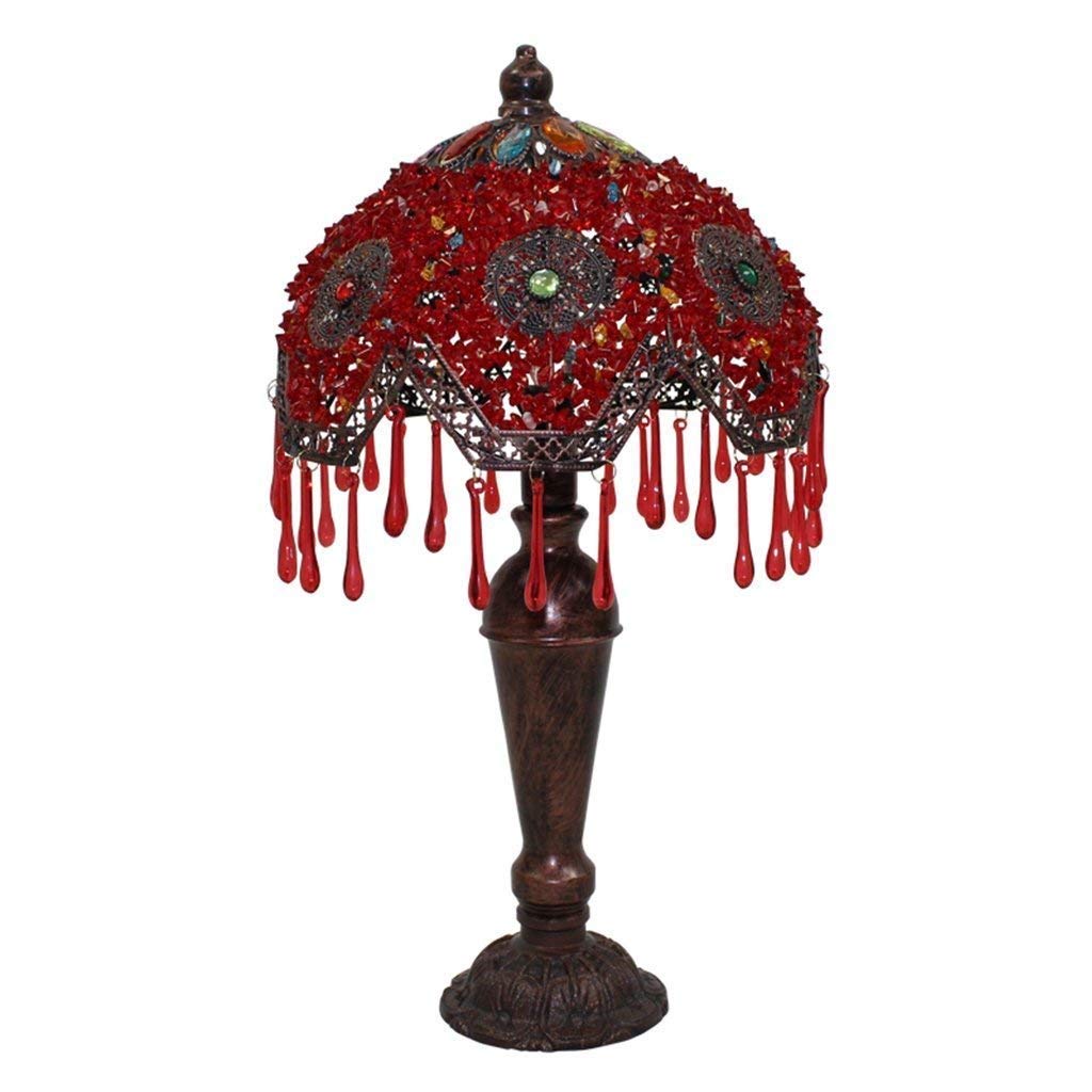 Lampe de table rétro chic style thaïlandais en rouge pour chambre de luxe