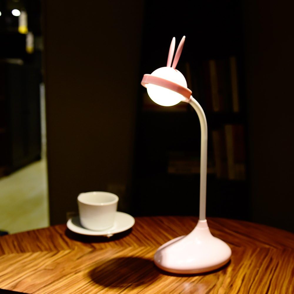 Merry USB Desk Lamp for Kids,Girls,Cordless 1200mAh Battery Reading Light,Cool Light and Warm White,Home Bedside Touch Switch Stepless Illumination, Flexible Gooseneck