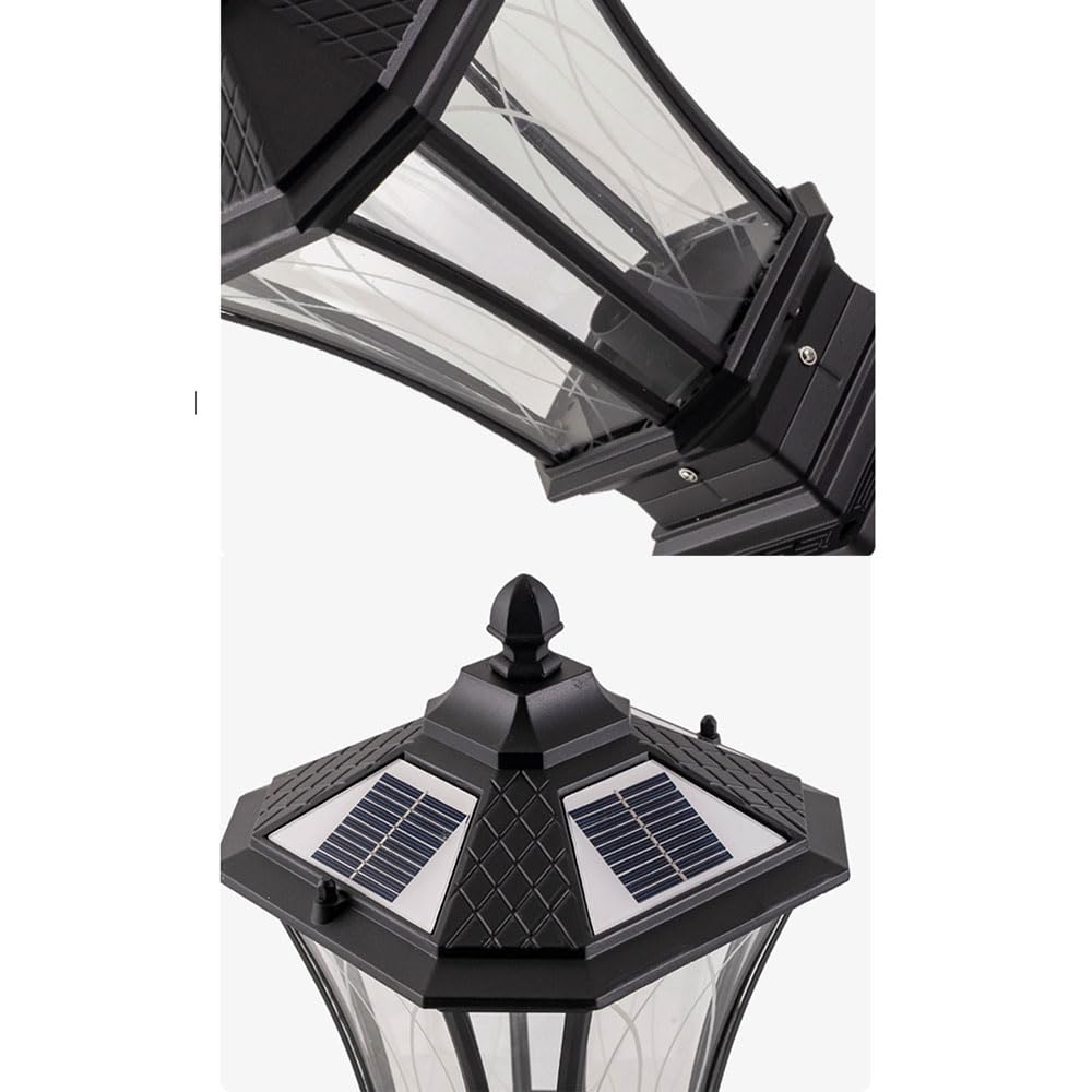 Zewnętrzna lampa solarna z czujnikiem ruchu o zmierzchu 50 cm (19,7 cala) z czarną nasadką, przewodowa kolumna solarna 110 V, wodoodporna IP54, nowoczesny styl latarni do wejścia