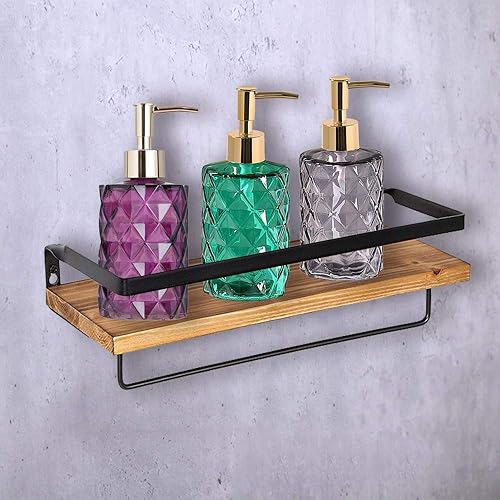 Miniatura 6 de Dispensador de jabón, tarro de botella de vidrio colorido de 11 onzas con bombas de plástico para líquido de manos recargable, aceites esenciales,