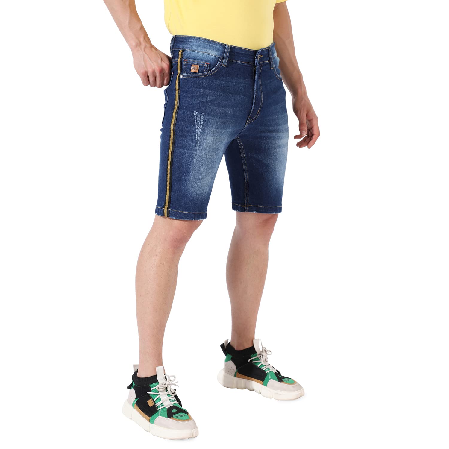 cahoot Men’s Classic Blue Regular Fit Denim Shorts | Premium Stretchable Cotton Mid-Rise Crafted with Comfort Fit and High Performance for Everyday Wear-picture-25