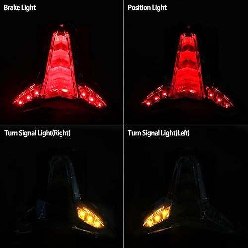 Miniatura 5 de MFC PRO Luz Trasera LED Integrada Señal de Freno y Giro para KAWASAKI 2019-2023 ZX-6R(636)2014-2024 Z1000 ZX-10R ZX-10RR (Lente Oscura)