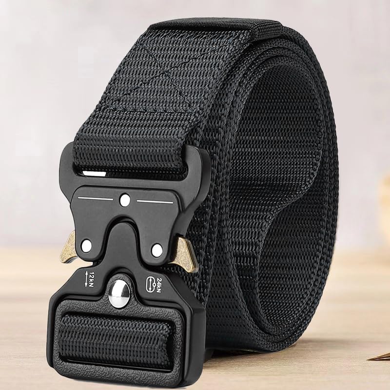 Men's Tactical Belt - Heavy Duty Nylon Web Belt with Quick Release Buckle